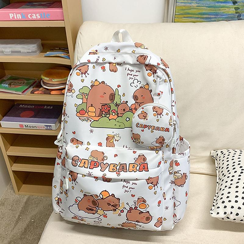 Cartoon Capybara Backpack For Girls Boys Student Teenager Children Rucksack Cute Casual Lightweight School Bags Kids Gifts