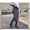 High-Waisted Knit Bodycon Skirt for Autumn/Winter 2025 - European & American Style, Mid-Length with Slit.