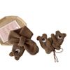 Autumn and Winter Warm Baby Boy and Girl Cross Windproof Gloves Scarf Sherpa Cute Cartoon Children's Kit Plush