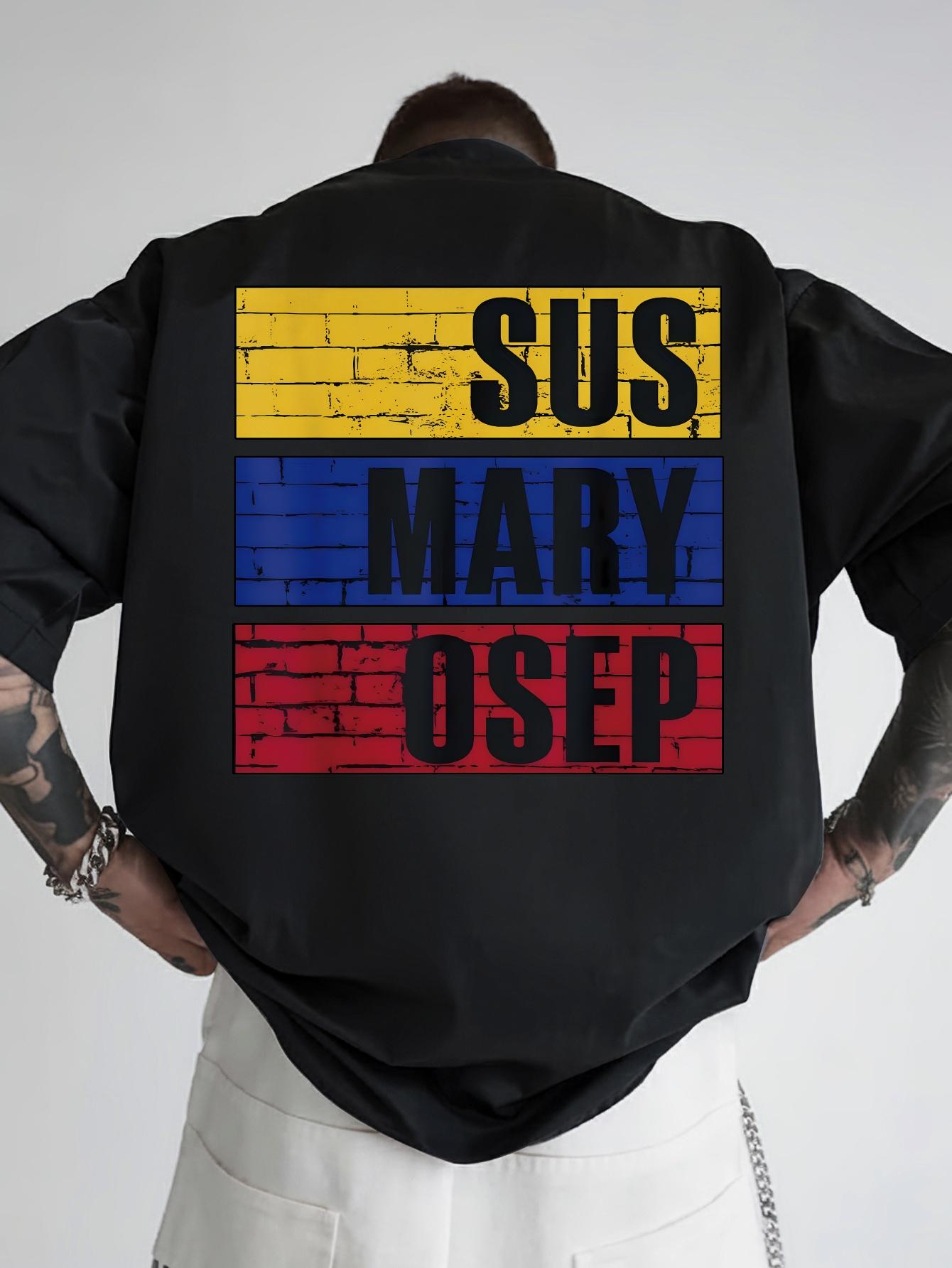 

Short Sleeve T-shirt with Bold SUS MARY OSEP Graphic Back Print - Vibrant Yellow S