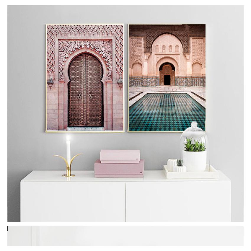 Poster Architettura Famosa Mondo Immagini Artistiche Stampate Soggiorno Pittura su Tela Arredamento Casa Moderno Nordico Marocco Porta Vintage