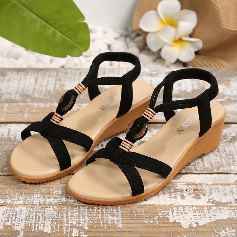 Fashion Summer Beach Casual Sandals for Women Bohemian Style Non Slip Wedge Sandals Woman Plus Size Lightweight Outdoor Sandalias Mujer
