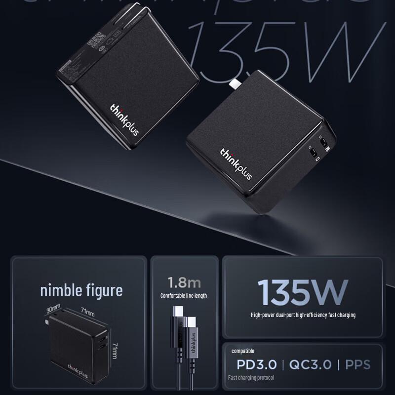 Lenovo 135W GaN Dual Type-C Fast Charger