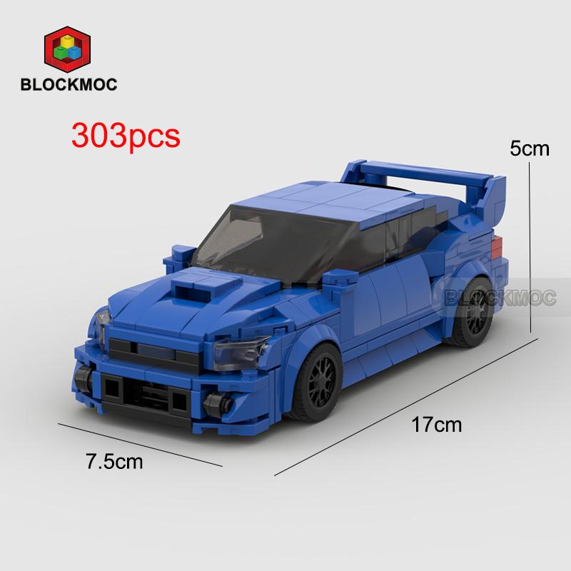 MOC Bricks Blue BRZ STi WRX K508 22b Sti Racing Sports Car Racer Building Blocks Creative Garage Toys for Boy