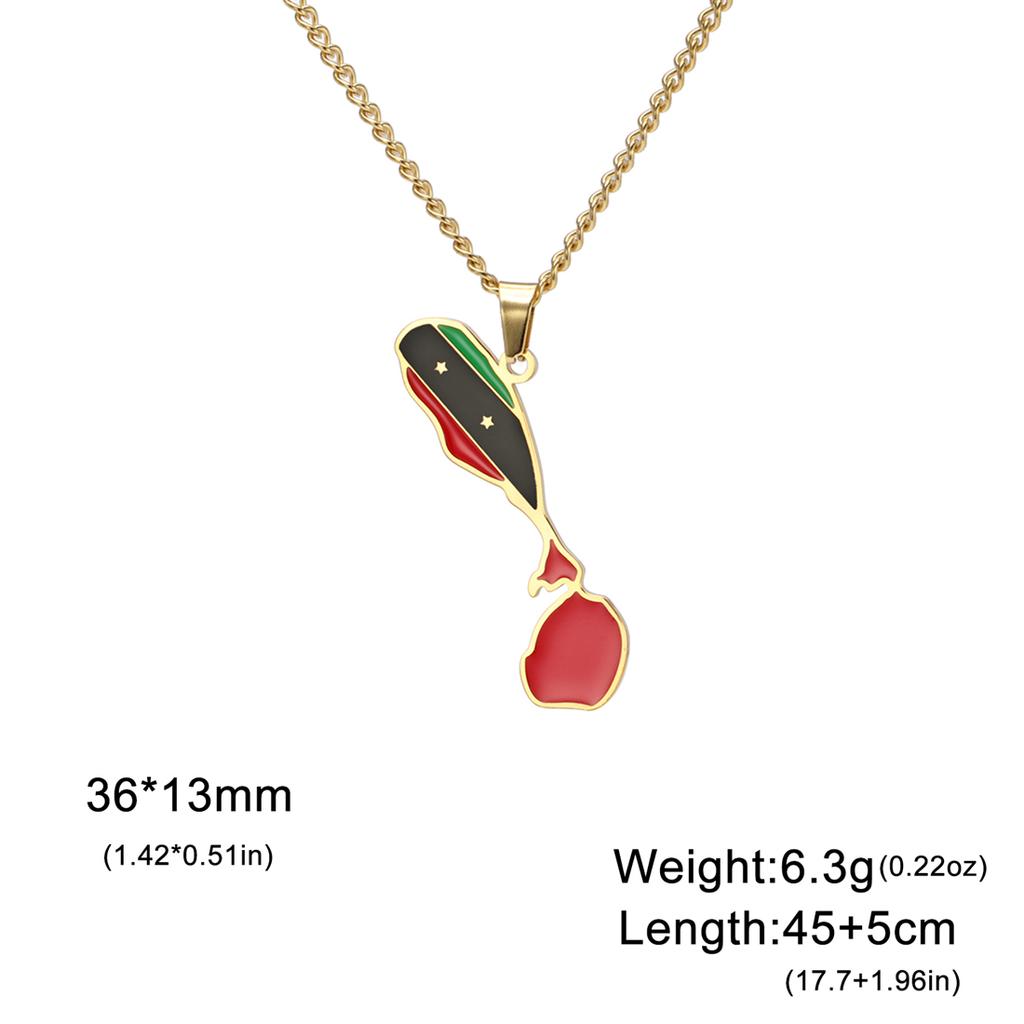 EUEAVAN Latin American Country Map Necklace Stainless Steel Haiti Argentina Venezuela Colombia Chile Flag Jewelry Gift Wholesale
