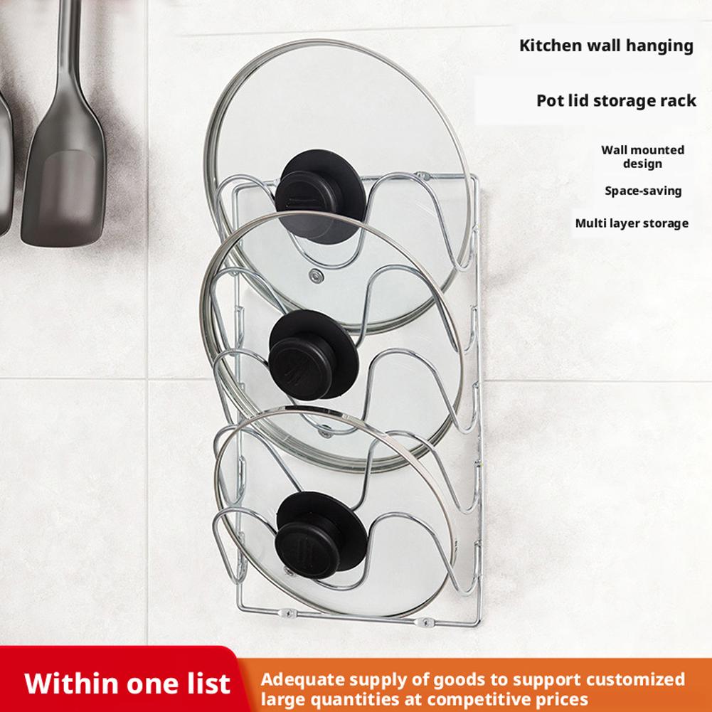 5 Tier Pot Lid Rack Wall Mounted Kitchen Storage Rack Large Cutting Board Holder Household Multi Layer Organizer For Kitchenware