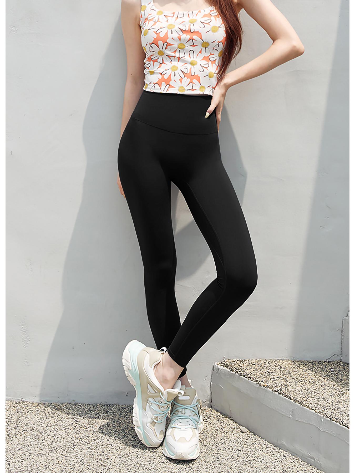 

Женские дышащие брюки для йоги с высокой талией - Однотонные, с эффектом лифтинга бедер, укороченные, эластичная посадка Extra Large чёрный