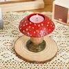 A Pair of Three-dimensional Mushroom Candle Holder Ornaments with Simulated Red Mushroom Candle Holders and Creative