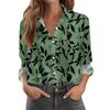 Women's Shirt With Floral Print Buttons, Long Sleeved Casual Regular Shirt Collar Top