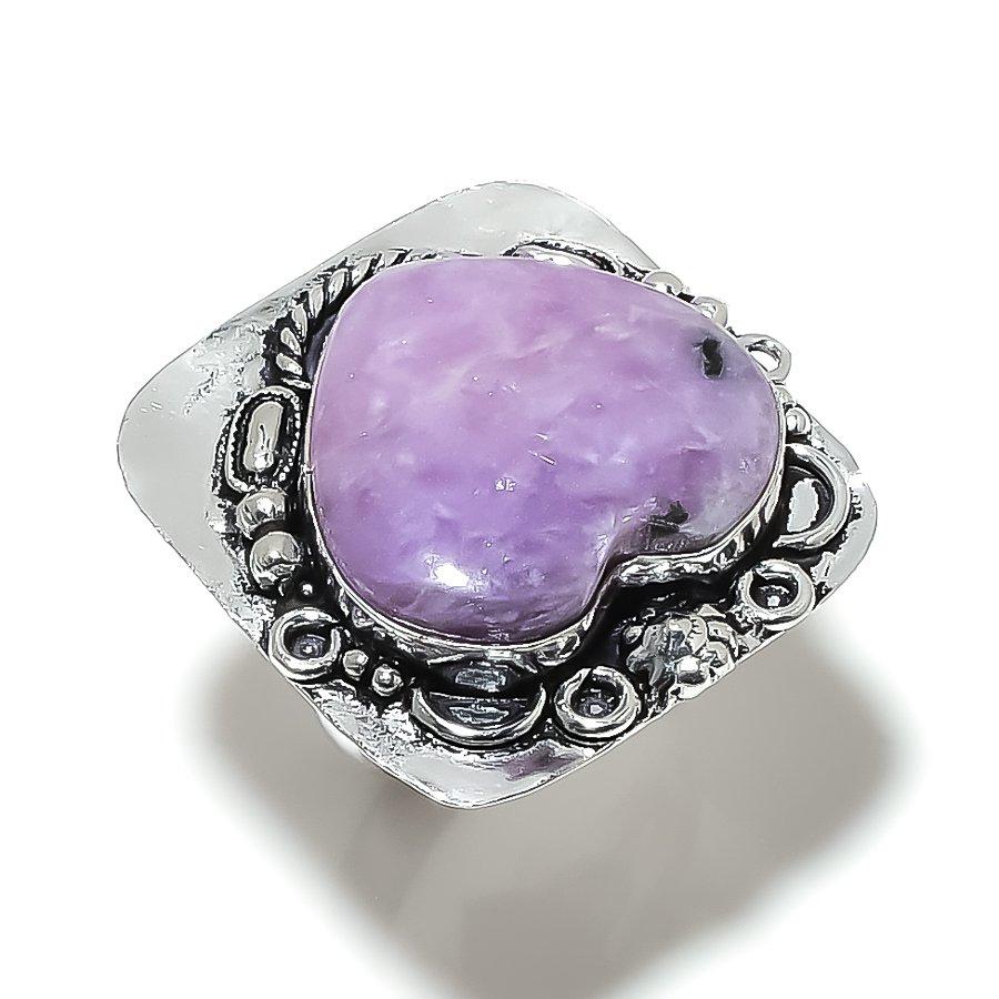 Russian Charoite Handmade 925 Sterling Silver Jewelry Ring Size 9 O7g10
