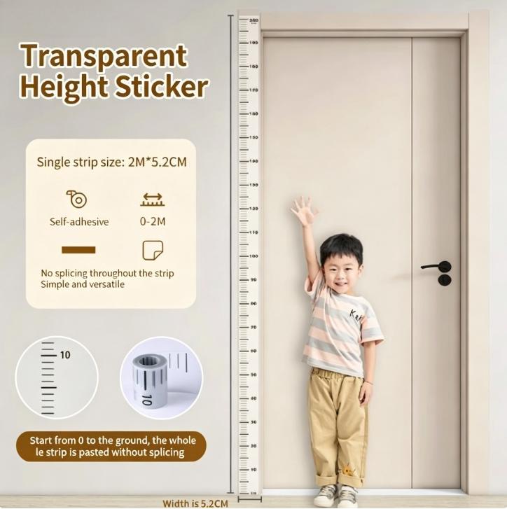 2m Wall Height Measurement Card - Easy-to-Read Durable PVC Material Writeable & Removable Ideal for Room Decor Wall Decorations