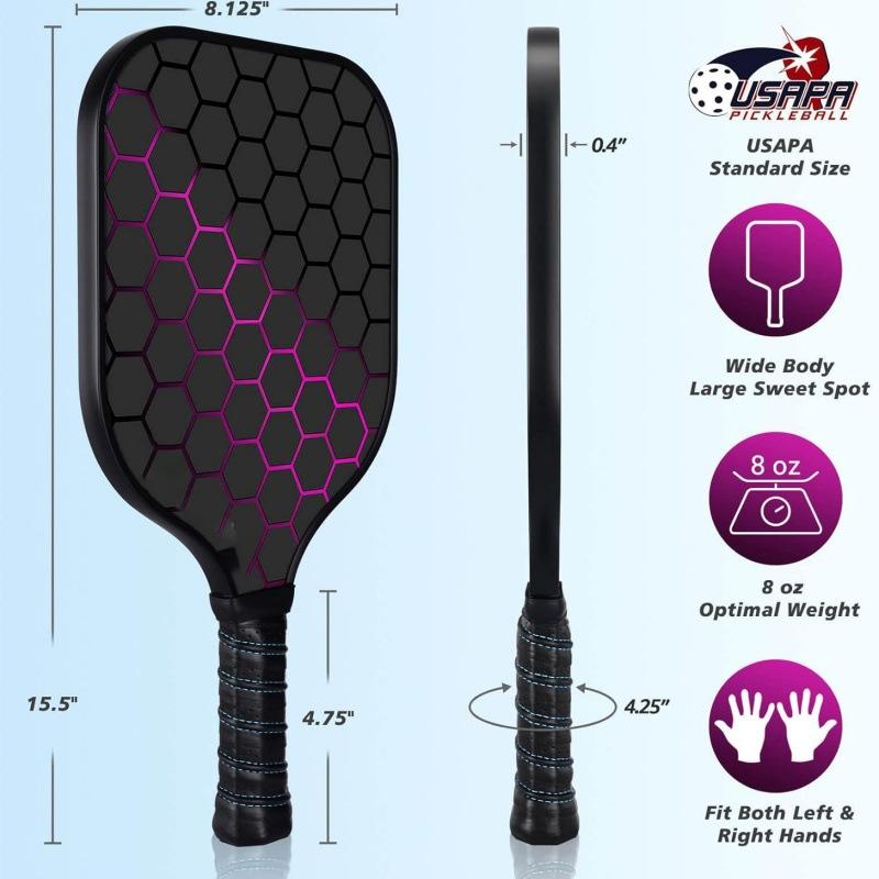 USAPA Approved Pickleball Paddle Fiberglass Surface Lightweight Pickleball Racket for Indoor/Outdoor Training & Match with Bag