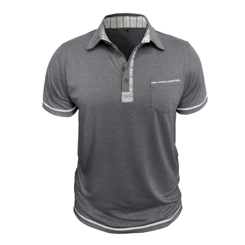 Men's Short Sleeve Polo Shirt Solid Color Casual Tops Breathable Business T-Shirt for Summer