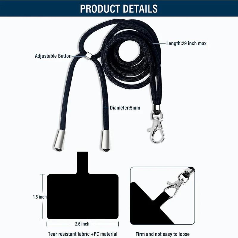 Adjustable Hanging Piece Mobile Phone Back Clip Fixed Card Hanging Neck Universal Lanyard Safety And Anti Loss Crossbody Strap