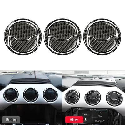 For Ford Mustang 2015-2020 Carbon Fiber Car Interior Air Vent Outlet Trim Cover Auto Decoration Accessories