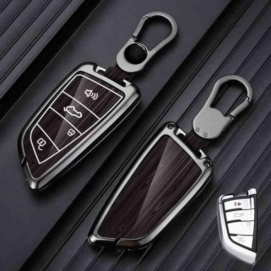 Aluminum Alloy Leather Car Key Case Cover For BMW 1 2 3 4 5 6 7 X2 X3 X4 X5 X6