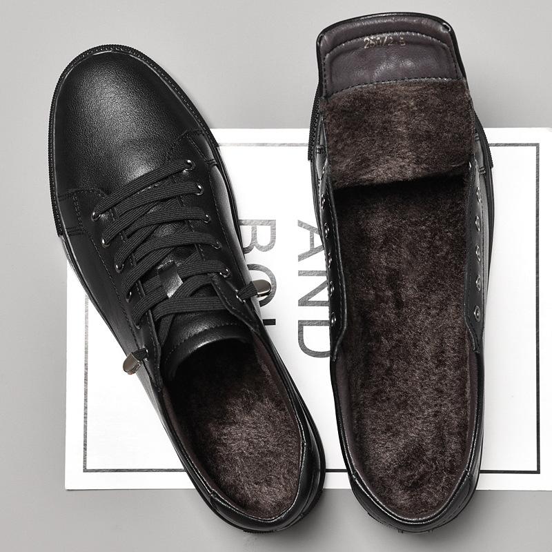 

Men s little white shoes spring and autumn cowhide board shoes soft leather soft sole breathable couple sports 48
