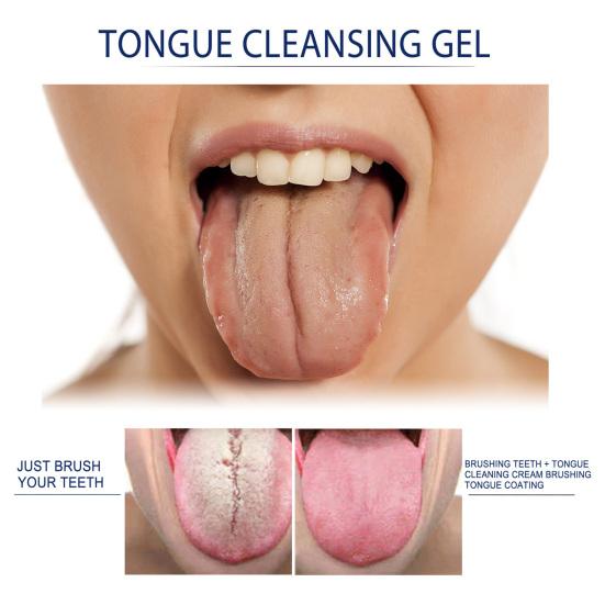 50g/Set Tongue Cleaner Simple Operation Ergonomics Handle Portable Tongue Cleansing Gel Brush for Unisex