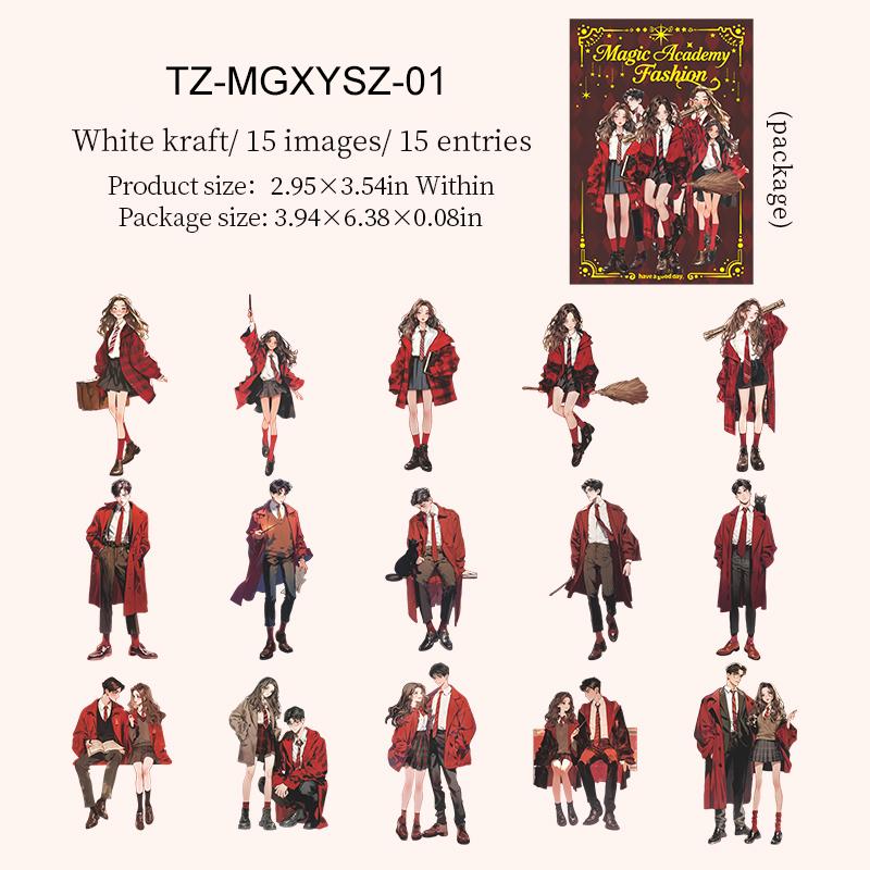 Magical Academy Fashion Series Vintage Character Landscape Sticker Creative DIY Journal Material Collage Stationery