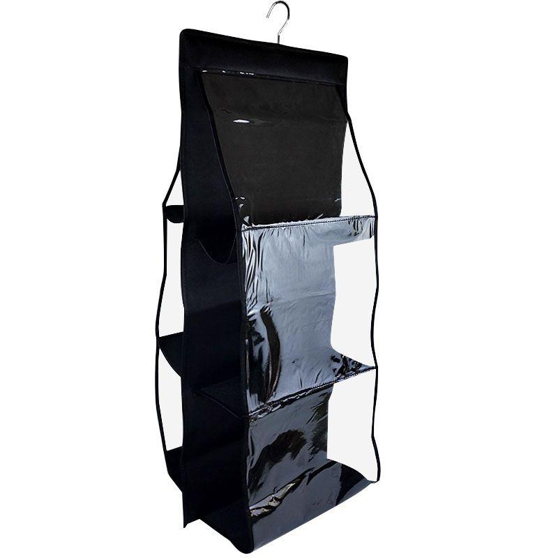 Elegant And Spacious 6 Pockets Clear Hanging Purse Handbag Tote Bag Organizer Rack