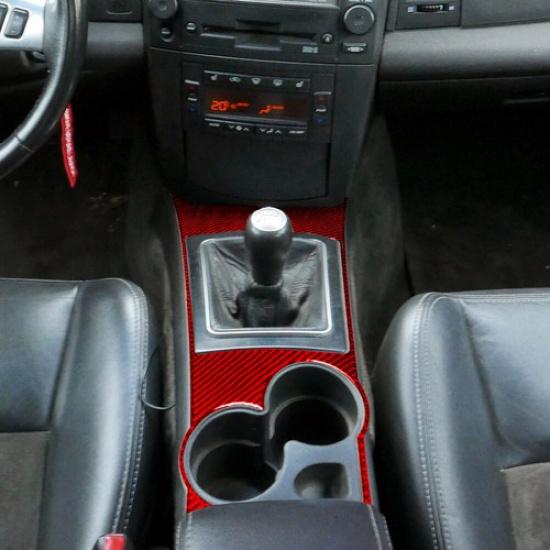 Red Carbon Fiber Interior Manual Gear Shift Cover Trim For Cadillac CTS 2003-07