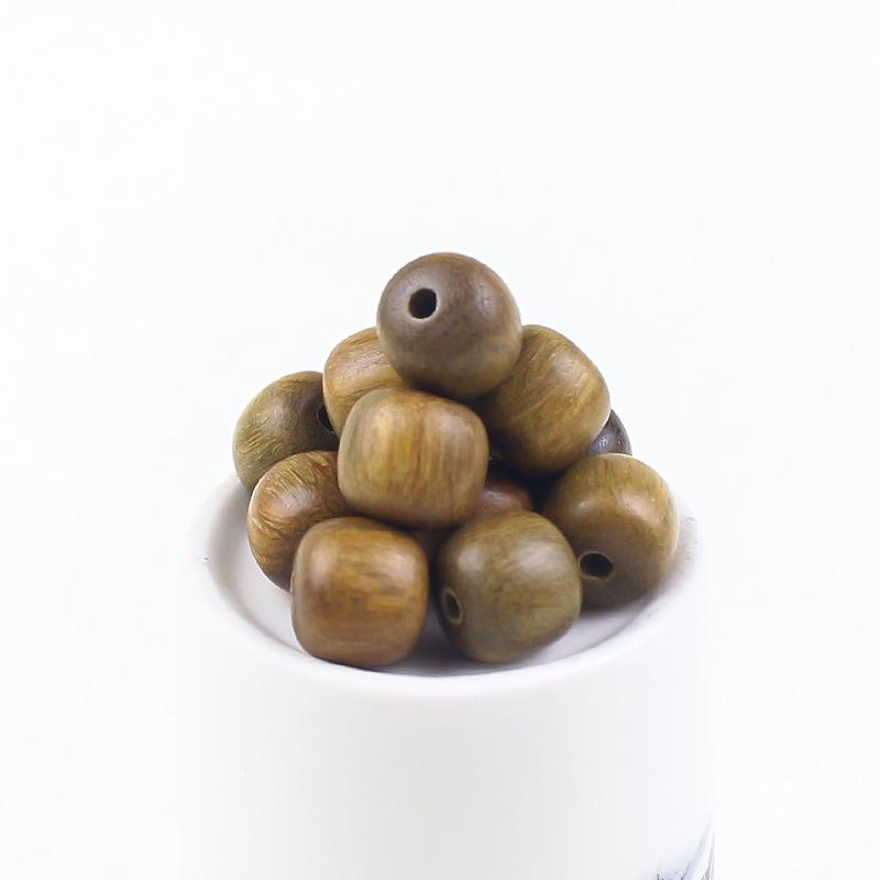 Green Sandalwood 7x8MM Barrel Beads for DIY Buddhist Bracelets - Pre-drilled Wenwan Accessories