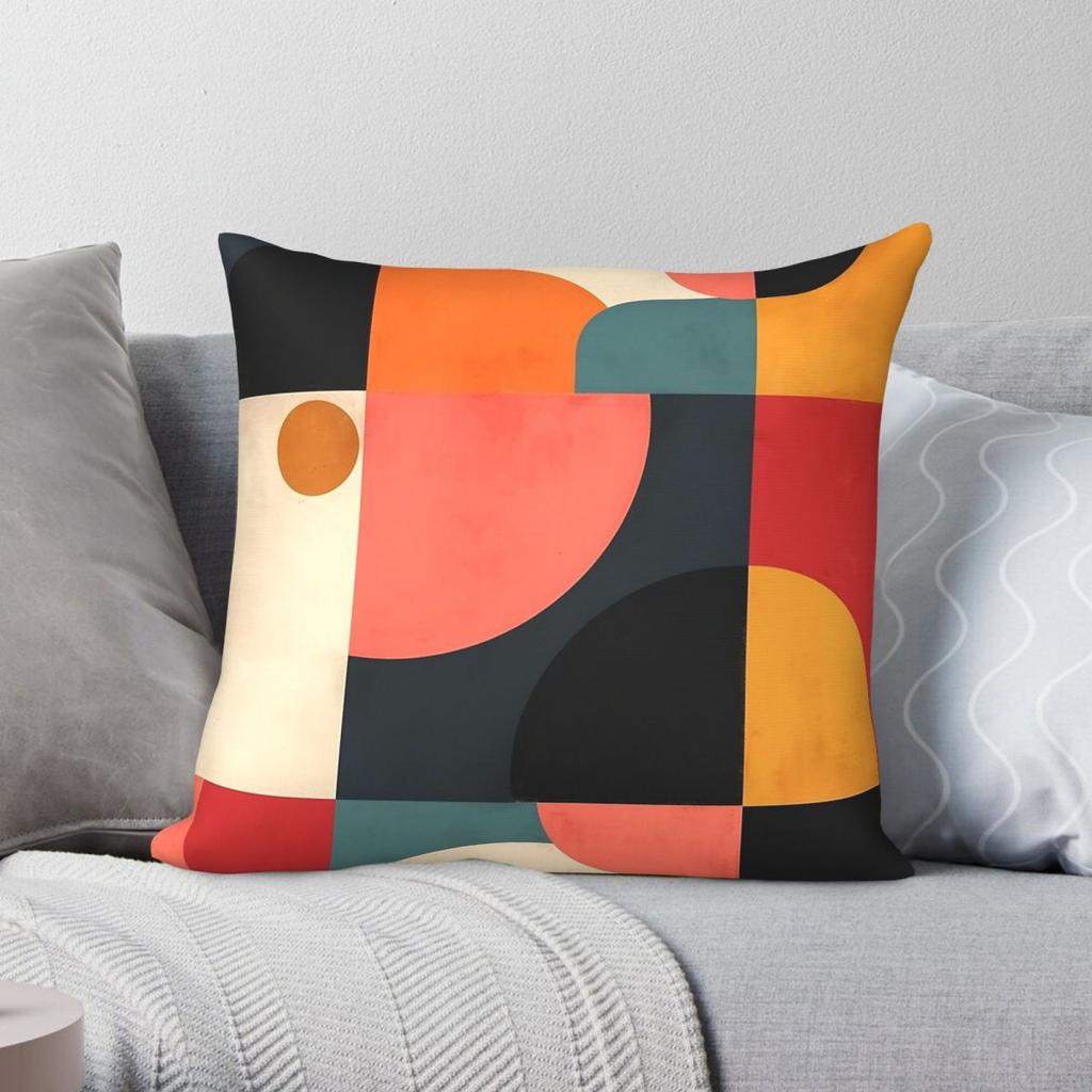 Mid Century Abstract Shapes Square Pillowcase Polyester Linen Velvet Printed Zip Decor Room Cushion Cover Wholesale x