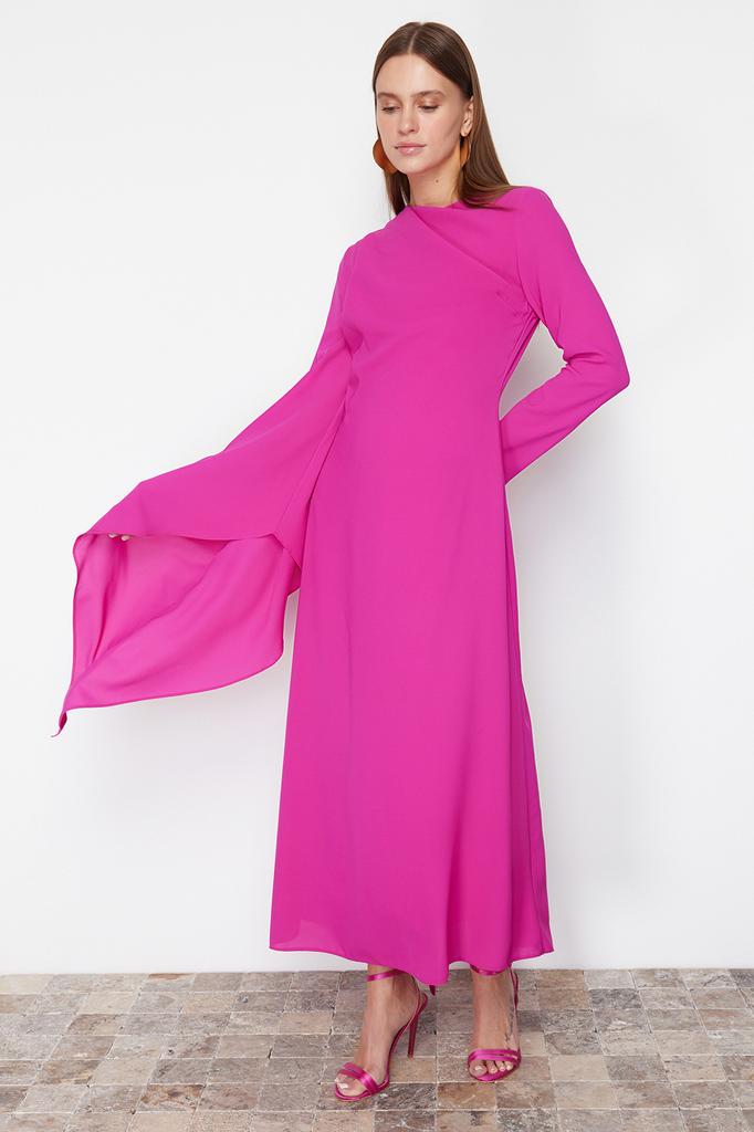 Women's Fashion New Hijab Evening Dress Powder Shawl Detailed Lined Evening Dress