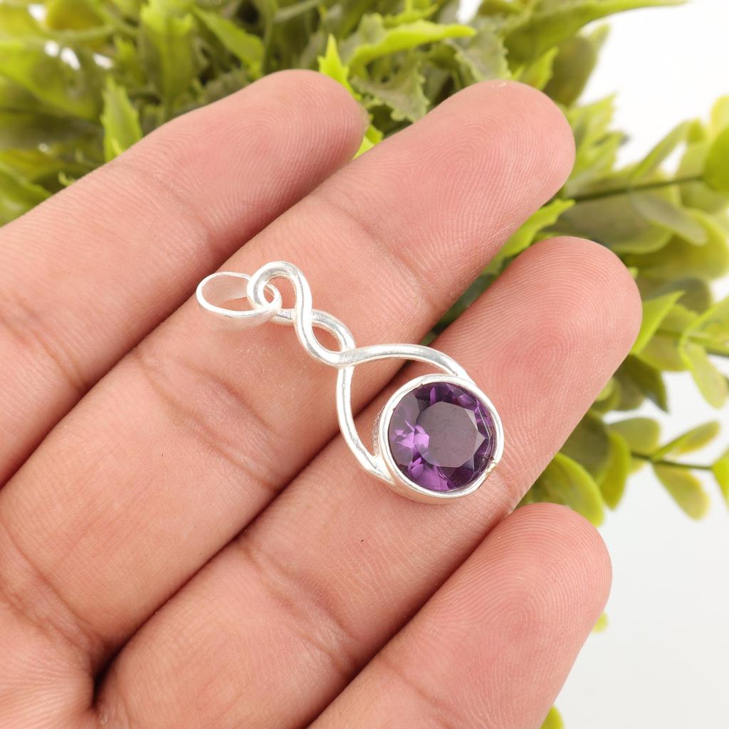 Amethyst Gemstone Jewelry, 925 Solid Sterling Silver Pendant, Handmade Gorgeous Silver Chain Jewelry For Wedding Gift