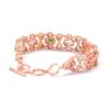 Women Jewelry Set Gaia Goddess Style Natural Looking Bracelet with Diamond Rose Ring Rainbow Color