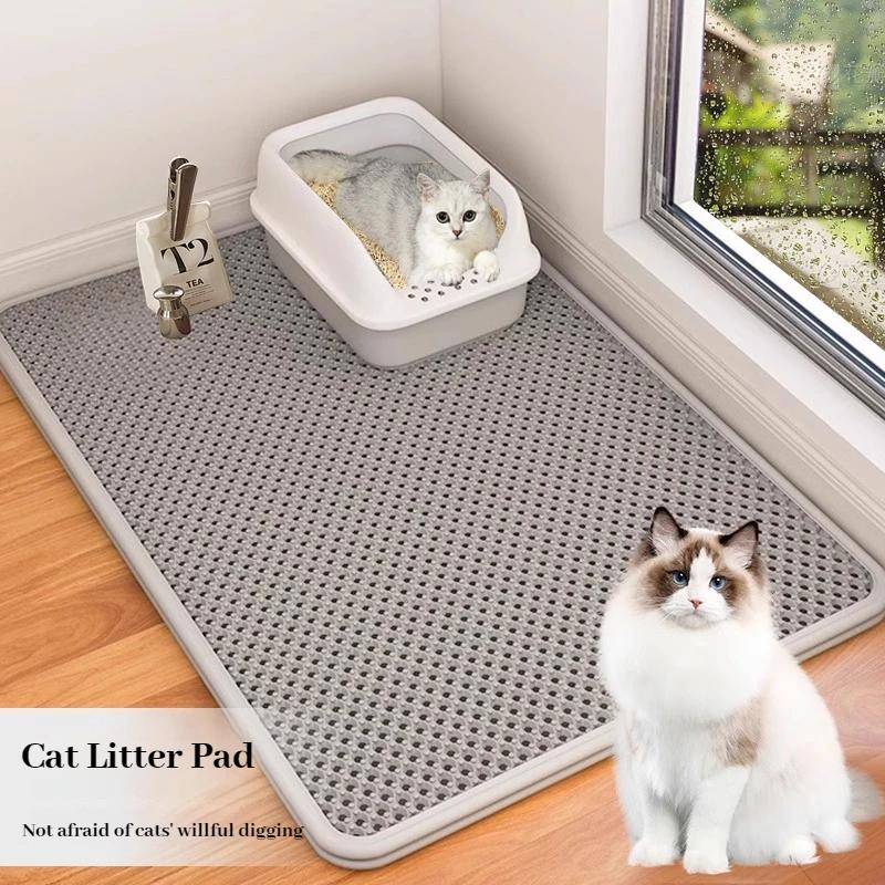 

Cats Litter Mat Double Layer EVA Cat Litter Pad Large Hole Anti-Slip Sand Bowl Filter Mat Sandbox Mat for Cat Cats Accessories 30X30CM чёрный