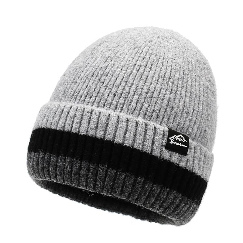Winter Warm Wool Hat Knitted Pullover Hat Velvet Windproof Ear Protection Hat Thick Biker Hat for Men Women
