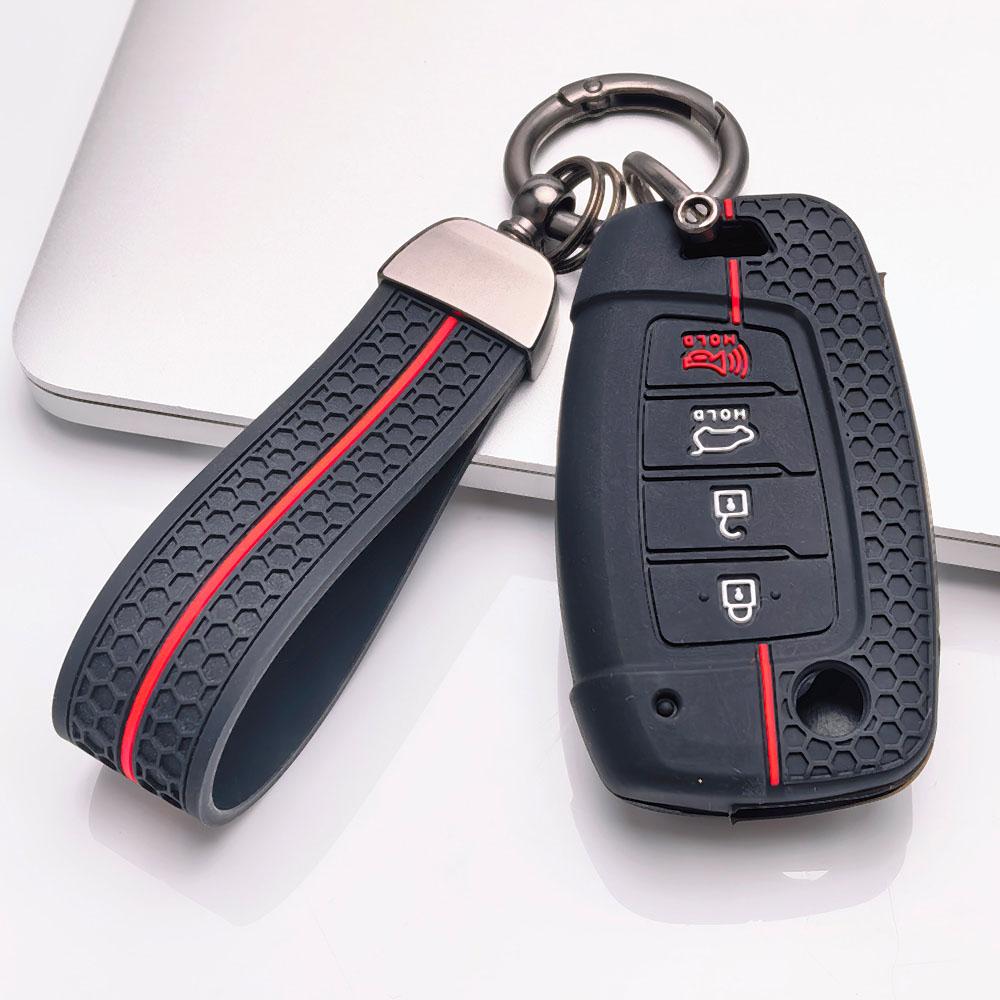 Silikon Auto Schlüsselanhänger Hülle Kompatibel mit Kia Optima Sorento Sportage Forte Soul Rio für Hyundai, Passt für Hyundai Sorento Sportage Rio Elantra Tucson