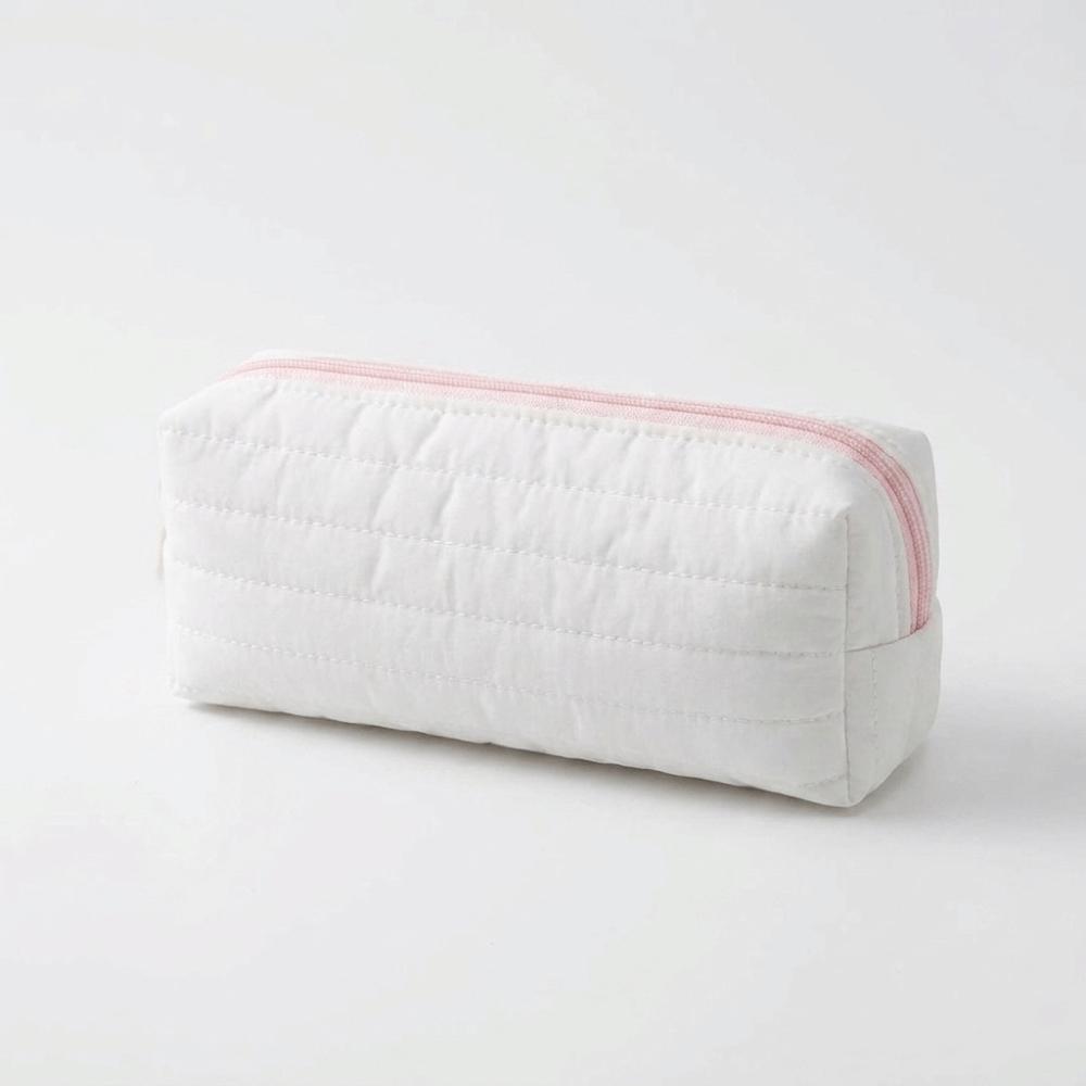 Portable Cream Color Pencil Case Multi-functional School Storage Bag  Office Use