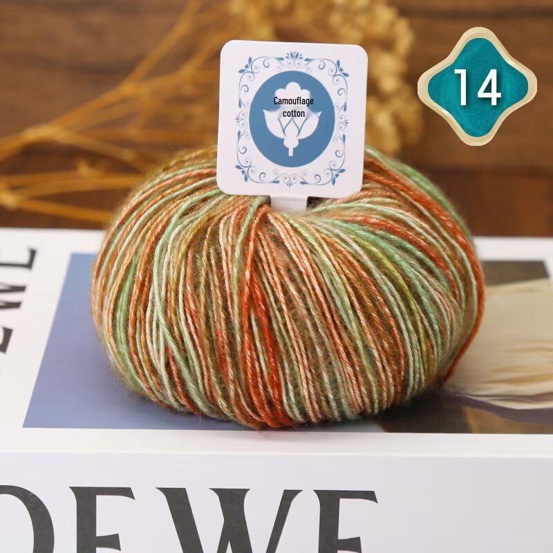 Fil de laine de coton mohair camouflage dégradé pour tricot à la main d'écharpes et de bonnets
