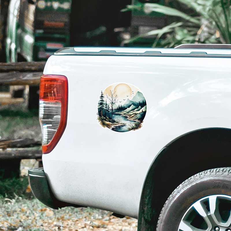 Mountains and Rivers Nature Views Car Sticker Vinyl Decal Waterproof Rear Window Motorcycle Camper Bumper Truck Laptop Decoration SH1221