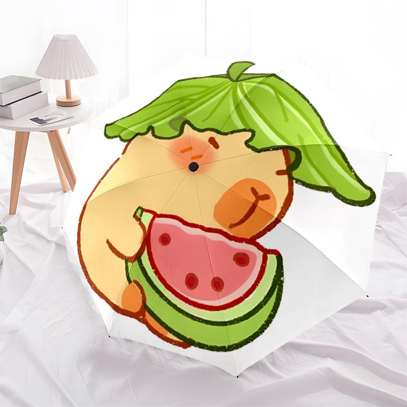 1pc Watermelon Capybara Cartoon Umbrella - Portable Home Essential, Durable Iron Frame with Rod Structure, Fashion Lovers Yy250910118