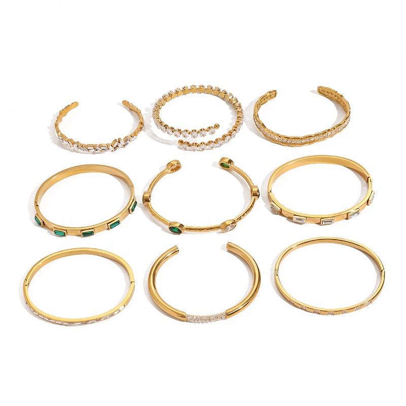 Stainless Steel Zirconia Bracelet - Elegant Open-style Bracelet - Titanium Steel Accessory