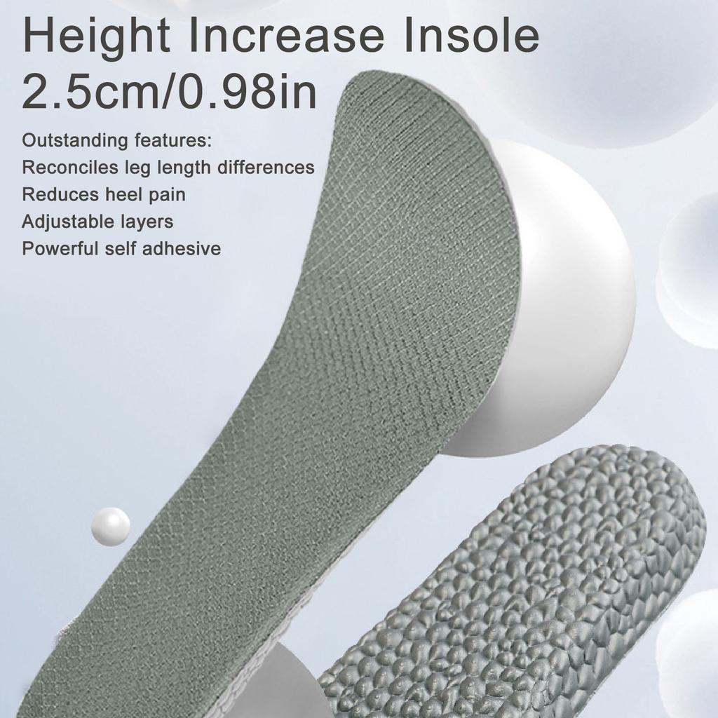 Height Increase Insole Soft Elastic Shock Absorbing Breathable Casual Pressure Resistant Shoe Lift Inserts for Men Women