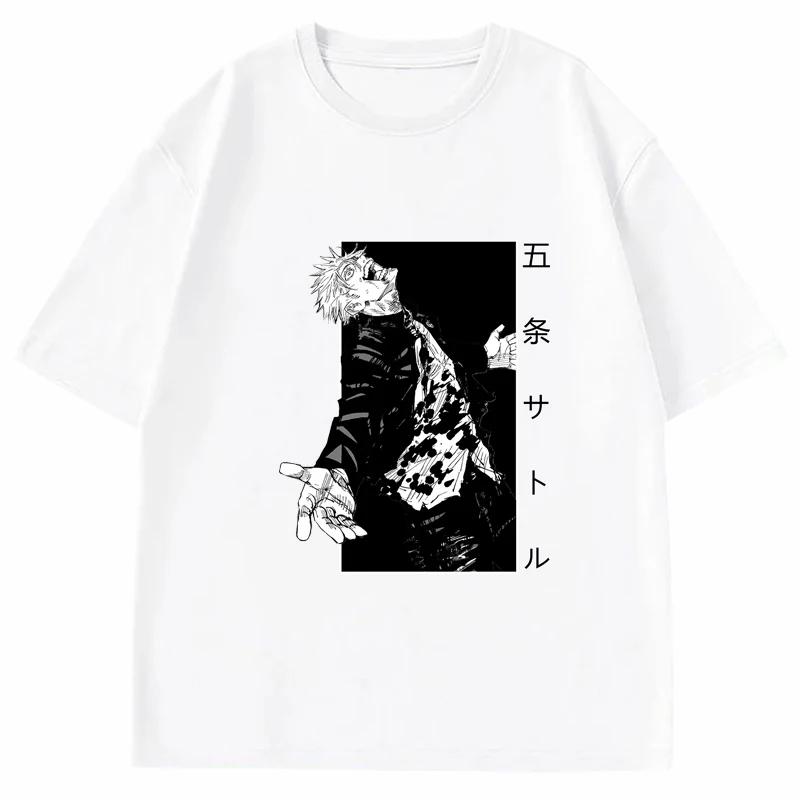 Anime Gojou Satoru Jujutsu Kaisen Print Tops Loose Short Sleeves Harajuku Man Clothes Summer Sport T Shirt Casual Tees