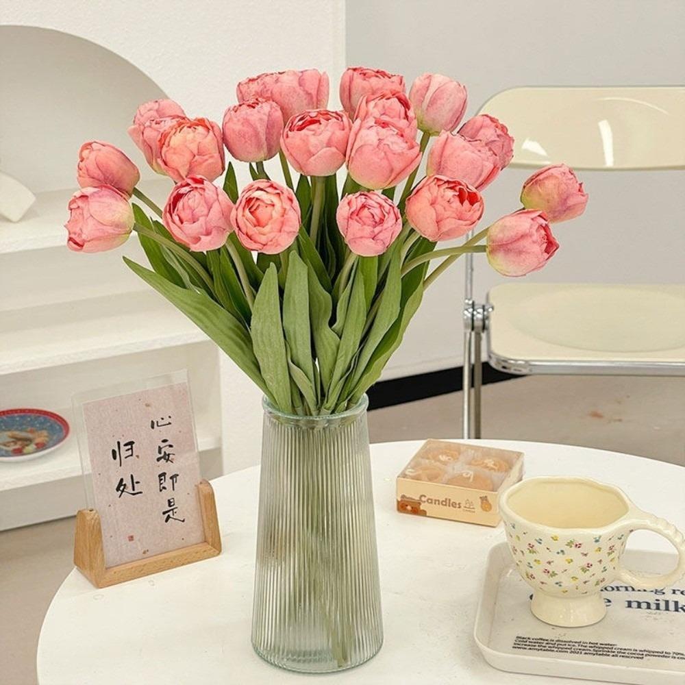 Silk Artificial Tulip Bouquet DIY Flower Floral Arrangement Simulation Flowers Realistic Fake Flower Photography Props