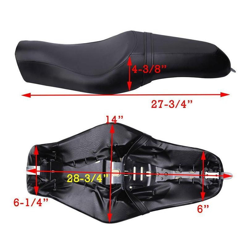 PU Leather Motorcycle Front Driver Rear Passenger Two Up Seat Black For Harley Sportster XL 883 1200 Forty Eight XL1200X