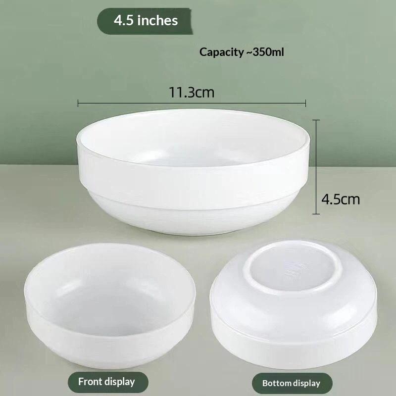 White Bowl Melamine Soup Bowl Round Porcelain Bowl Round Plastic Seasoning Bowl Rice Bowl Sugar Water Bowl