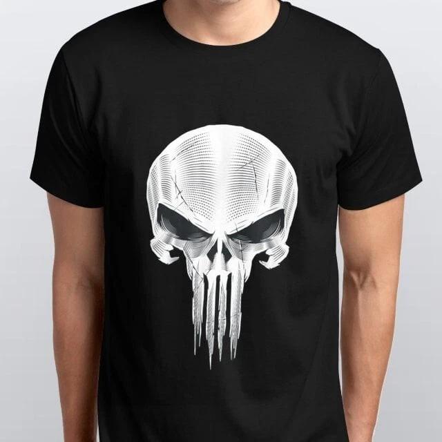 Marvel Comics Punisher Skull Official Tee 100% Cotton T-shirt Mens Tees Top Mens Unisex all sizes 3XL