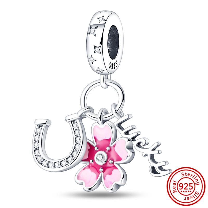 S925 Sterling Silver Mom Rose Print Pave Paw Sun Moon Vulture Butterfly Dangle Bead Fit Original  Bracelet Jewelry Making