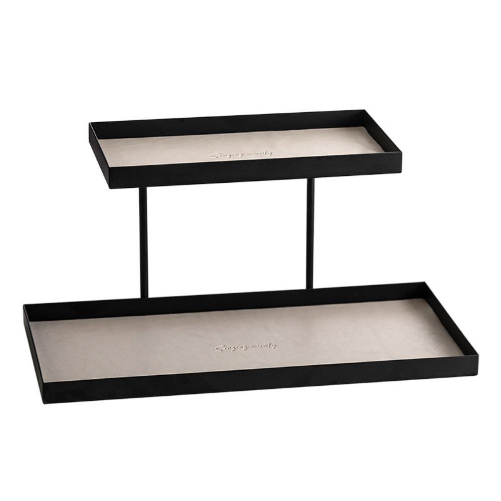 Large Capacity Double Layer Vanity Tray Rectangular Cosmetics Storage Rack Dresser Tray  Entryway