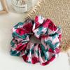 Pretty Floral Print Satin Cloth Scrunchy Women Girls Thick Ponytail Holder Hairbands Ladies Casual Hair Scrunchies Accessories