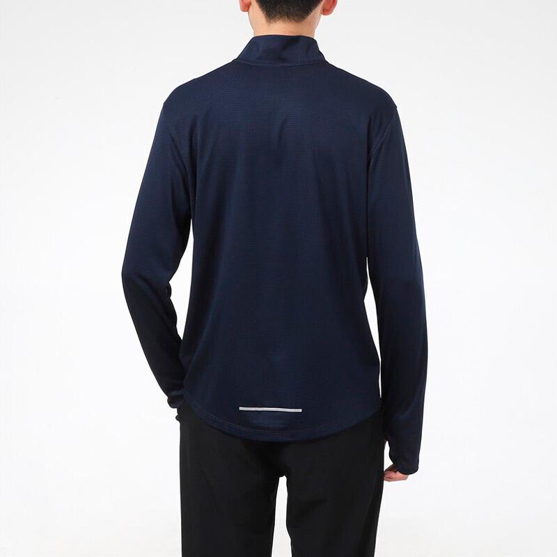 Nike Pacer Dri-FIT Solid Print Half-Zip Running Sports Fitted Stand Collar Long Sleeve T-Shirt Men Tops Navy BV4756-452