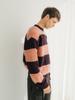 Pokeopeiseu Block Round Neck Kint Deep Peach/Burgundy