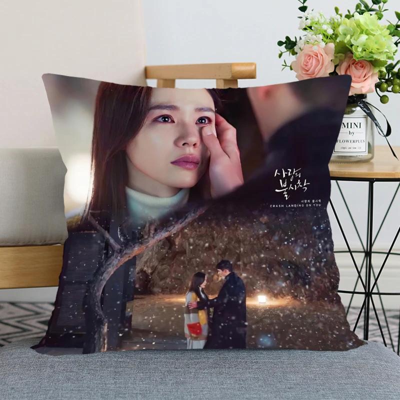 45x45cm Crash Landing On You Hyun Bin Pillowcase Bedroom Home Decorative Pillow Cover Square Zipper Pillow Cases Satin Fabric